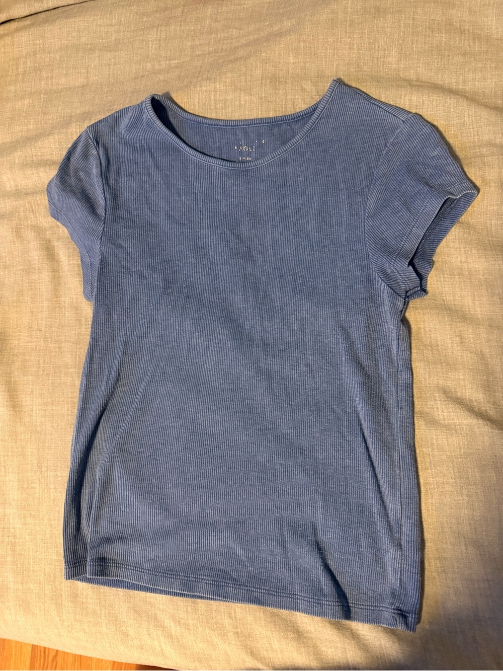 American Eagle Outfitters Ribbed Short-Sleeve Tee in Blue